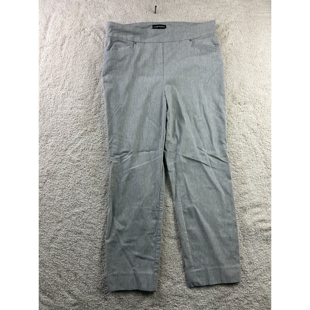 Hilary Radley Women's Gray Stretch Pull-On Pants Size L Rayon Nylon